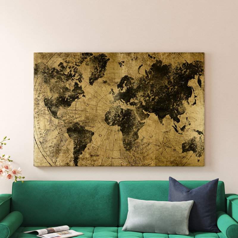 Golden Atlas - reproduction sur toile tendue, H 40 po x l 60 po x P 1 po