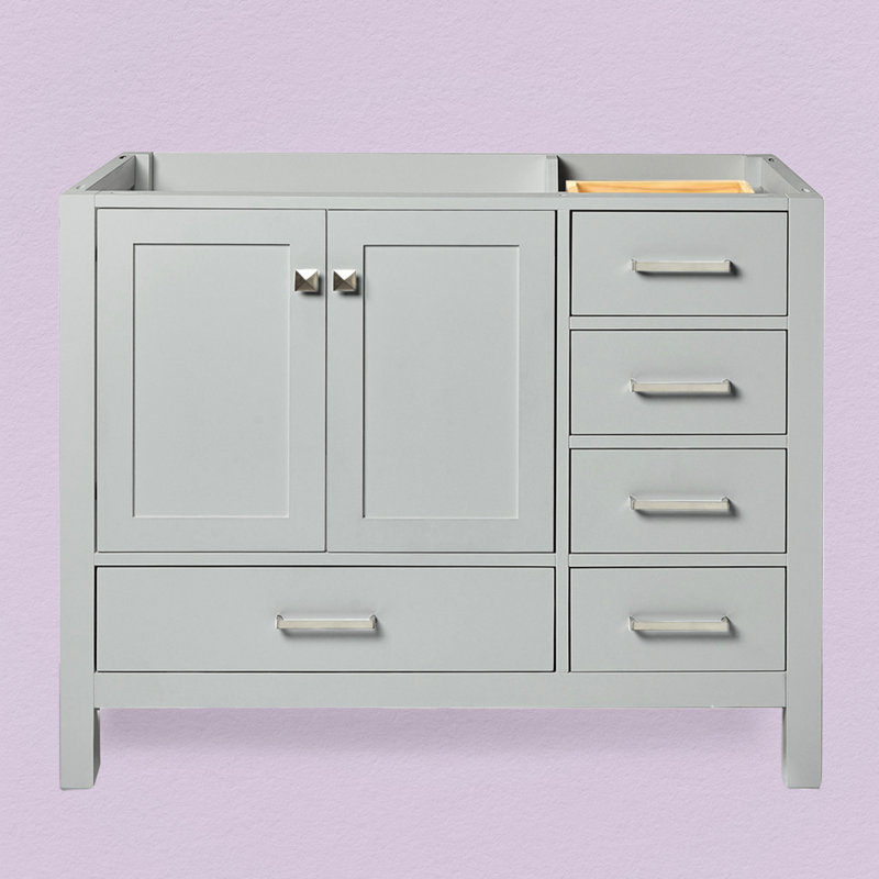 Cambridge 42'' W Single Bathroom Vanity Base, Gray, Brushed Nickel