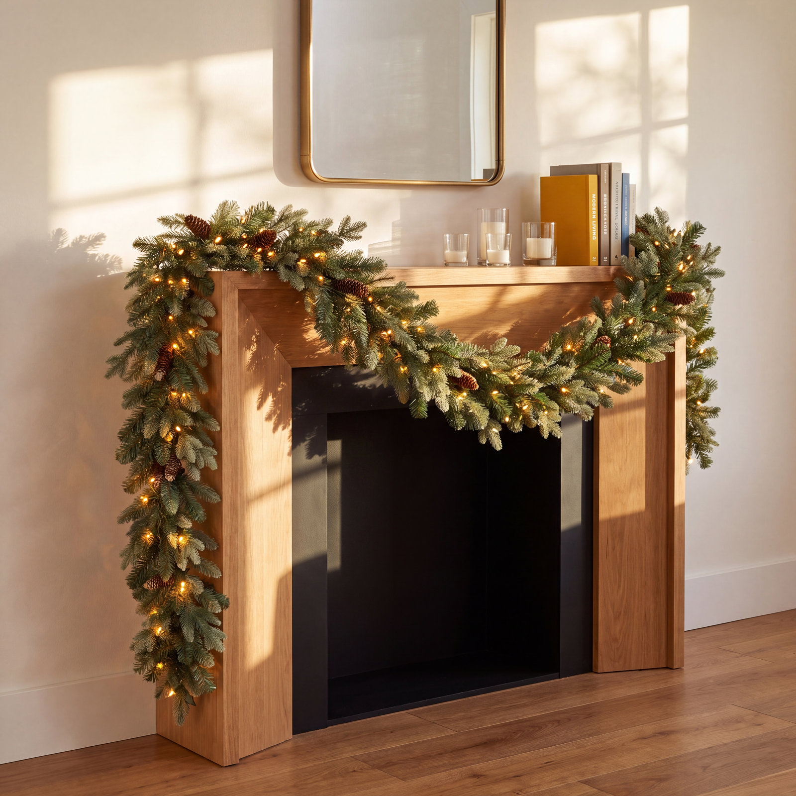 108" Frosted Pre-Lit Spruce Christmas Garland