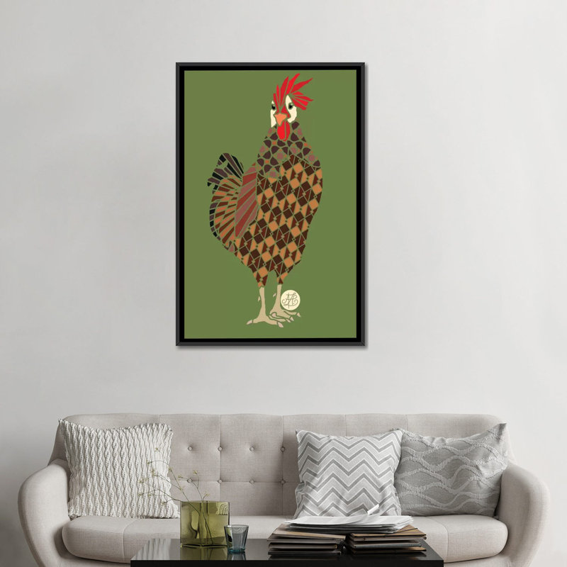 « poulet » par angelika parker, impression sur toile tendue, Toile avec cadre noir, Pas de tapis