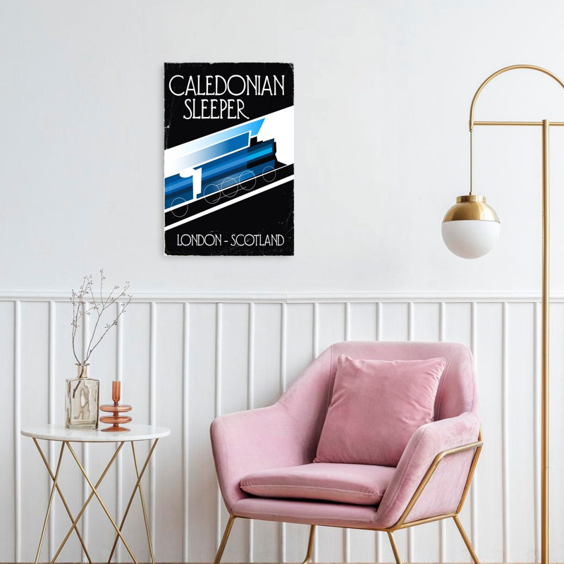 Affiche murale abstraite rétro vintage London Scotland Sleeper, H 24 po x l 16 po