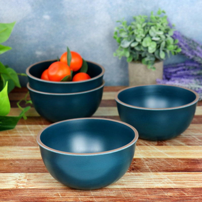 Ensemble de 4 bols à céréales en mélamine de 6,1 pouces en bleu, Bleu sarcelle