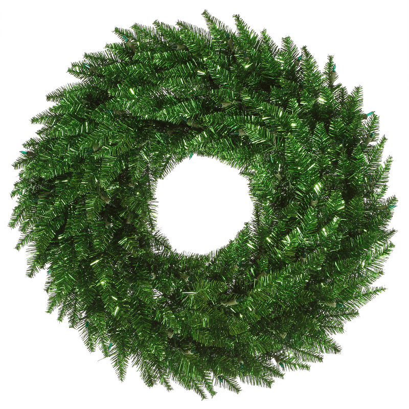Couronne de Noël artificielle en PVC, H 48 po x l 48 po x P 5 po, Vert