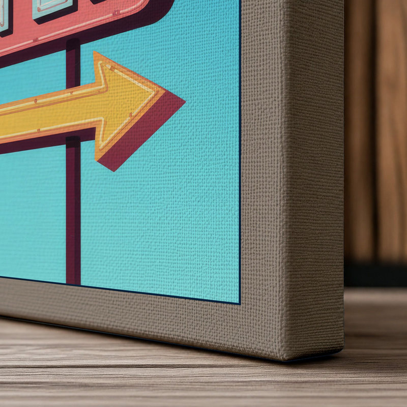 Holiday Motel Sign Retro - Wrapped Canvas, 18x12 - 45.7 x 30.5 cm, Taupe Border