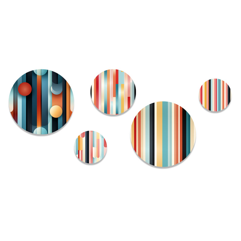 Chestertown - Ensemble abstrait d'art mural rond Mid-Century de 5
