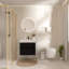 Meuble-lavabo mural moderne noir de 24 po avec lavabo en acrylique intégré, tiroirs à fermeture en douceur, finition mate tactile et rangement compact intégré