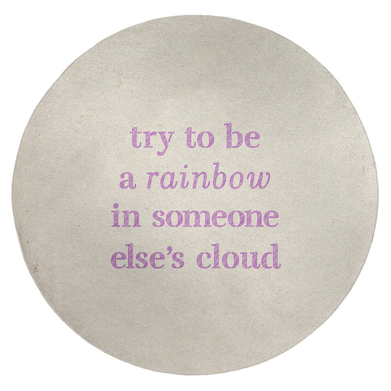Tapis en chenille poly «Quotes», Rond 5 pi