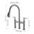 3 Hole Brushed Nickel Kitchen Faucet, Pull Down , 2 Handles, Classic And Modern Blend Faucet For Sink, Handle,