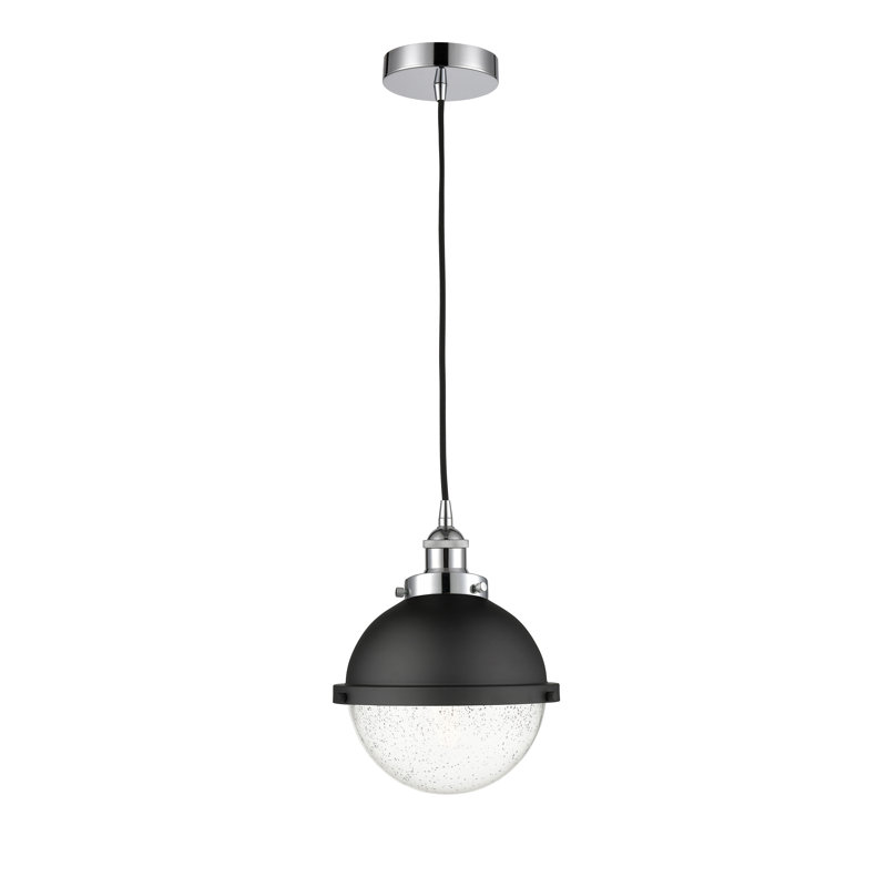 Luminaire suspendu simple à 1 lumière Laklyn, Bullé, H 12,5 po x l 9 po x P 9 po, Chrome poli