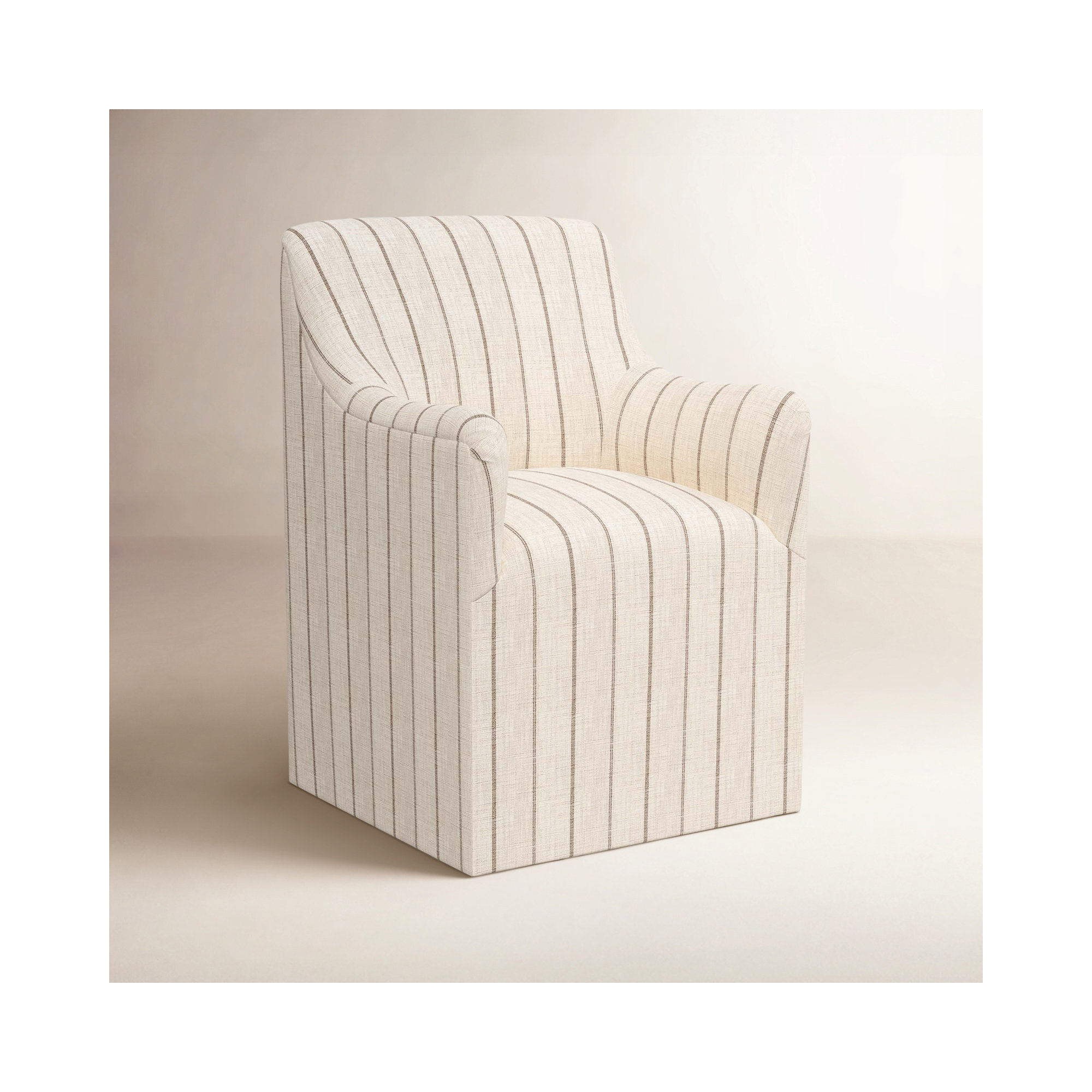 Howth Upholstered Arm Chair, Fritz Charcoal Stripe