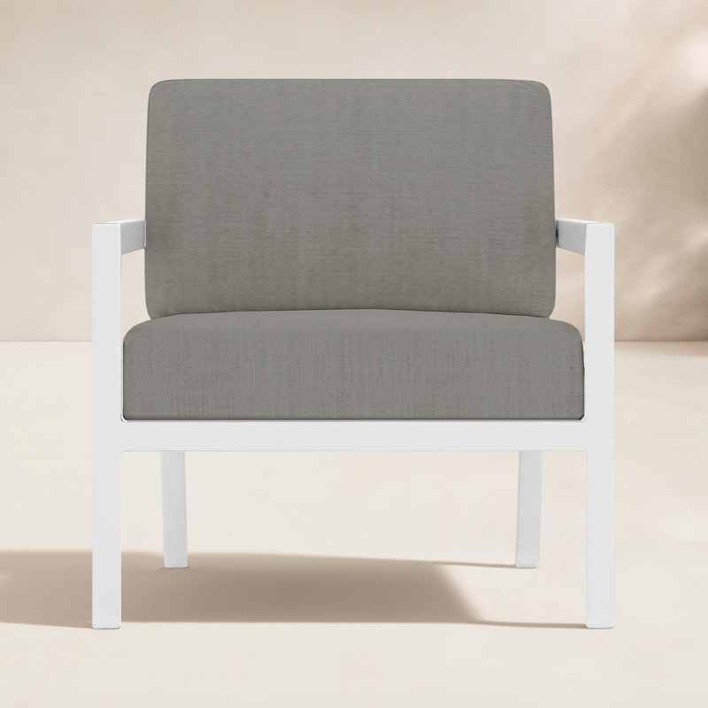 Vivant Patio Chair with Sunbrella® Cushions, Canvas Charcoal Sunbrella® Canvas, White
