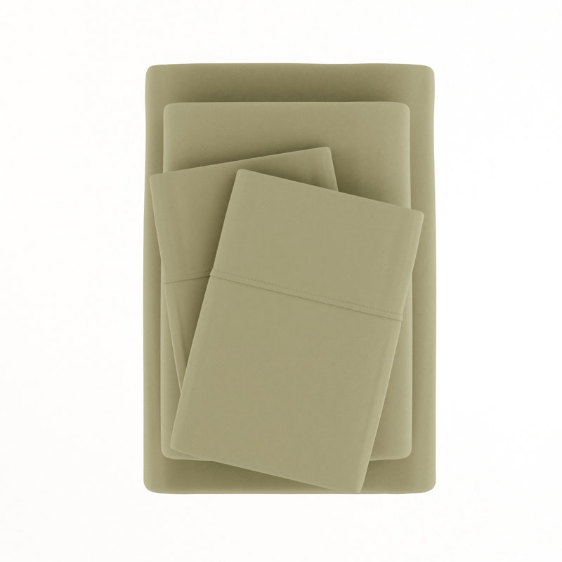 Becky Cameron 1800 Series Double-Brushed Microfiber 4 Piece Sheet Set, Twin Sheet Set + Fitted Sheet + 1 Pillowcase, Sage