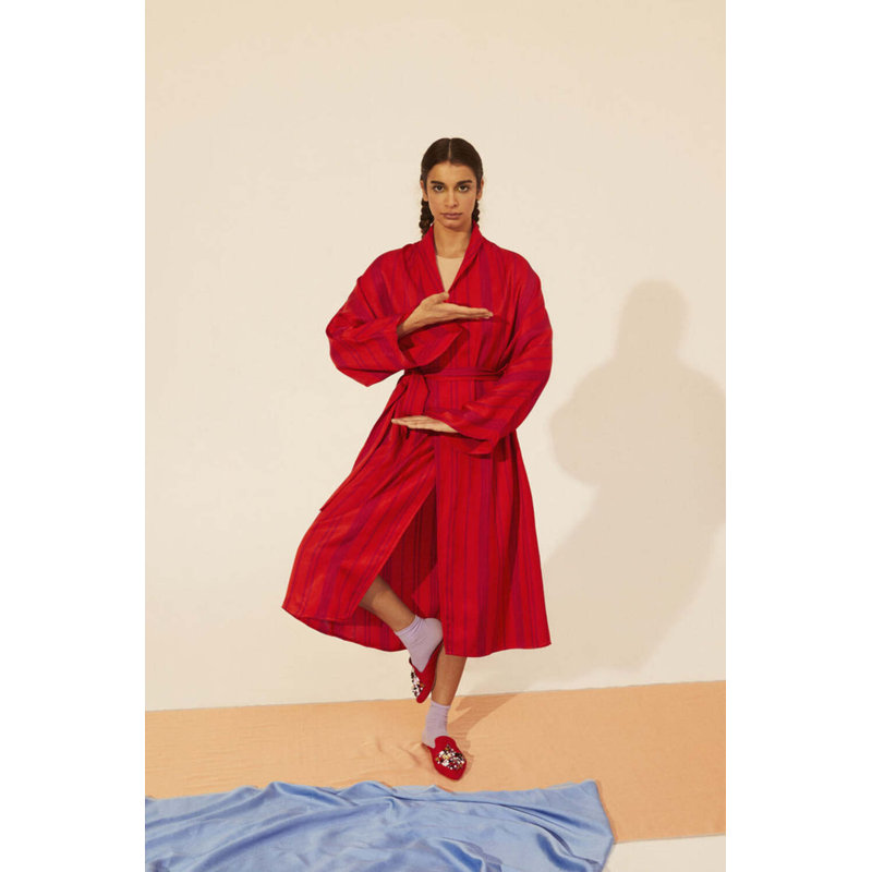 Shawl Neck Kimono Red