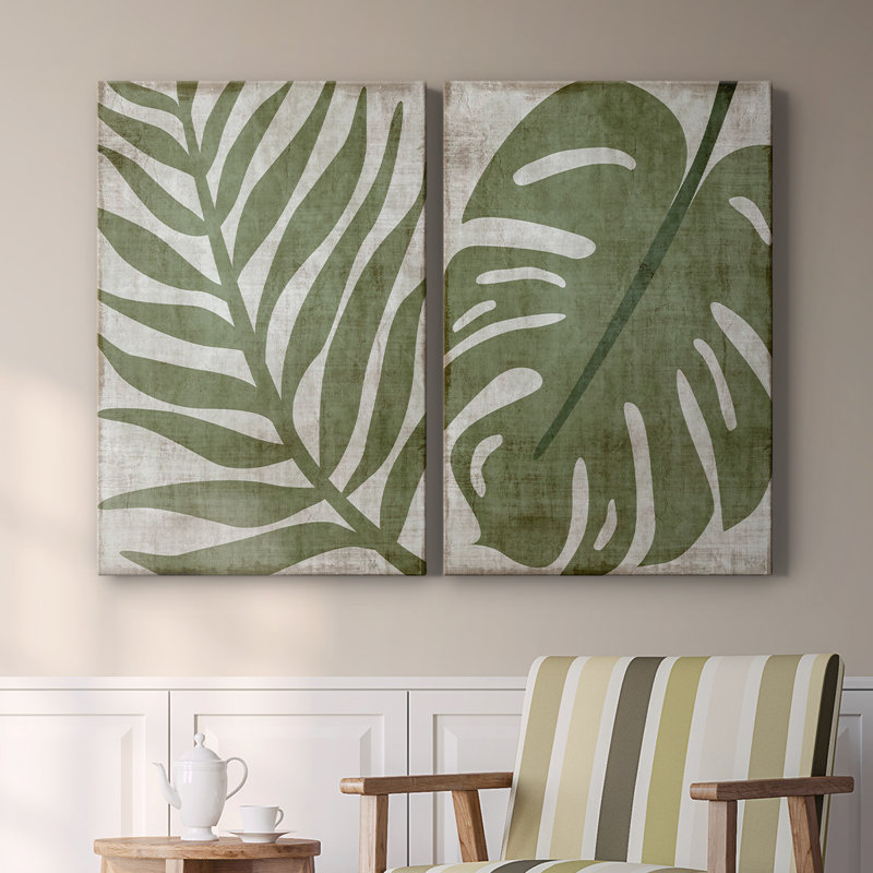 Island Greenery I - Toile tendue avec châssis de qualité supérieure - Prêt à accrocher, H 60 po x l 80 po