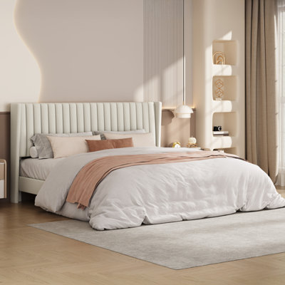 Upholstered Bed Frame with Wing Side