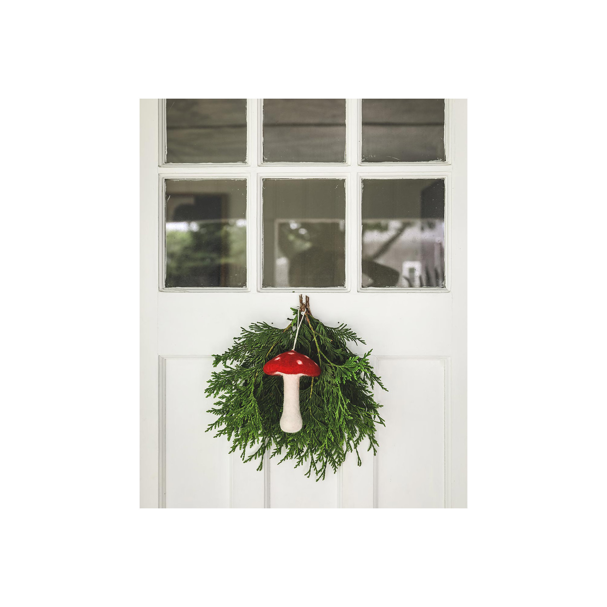Nordic Felted Mushroom Ornament - Single, Large: 6" H X 4.5" W