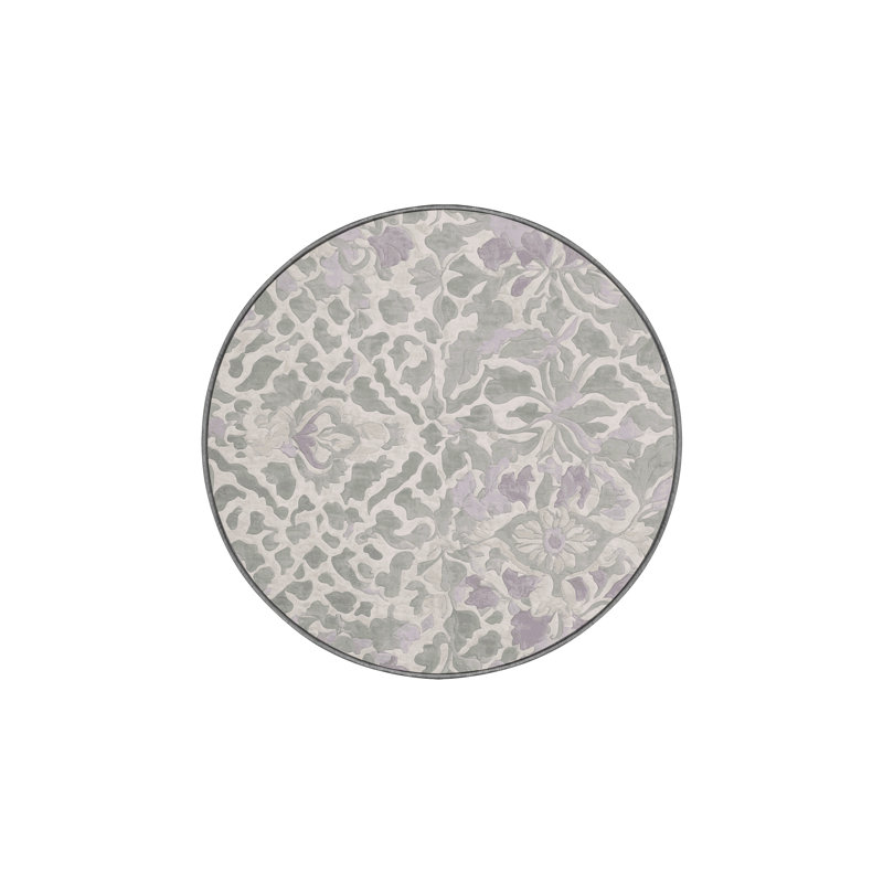 Tapis gris lavable à la machine, Rond 4 pi