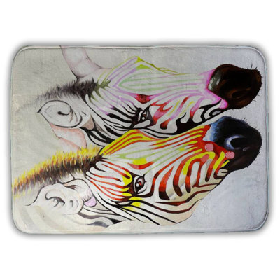 Couple of colorful zebras Bath Mat with Non-Slip Backing - Quick Dry Memory Foam Bathroom Rug - Absorbent - Modern Plush Spa-Style - Machine Washable