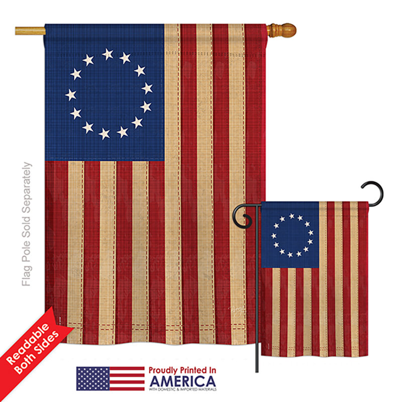 Ensemble de 2 drapeaux en polyester vertical 2 côtés à impressions historiques betsy ross american