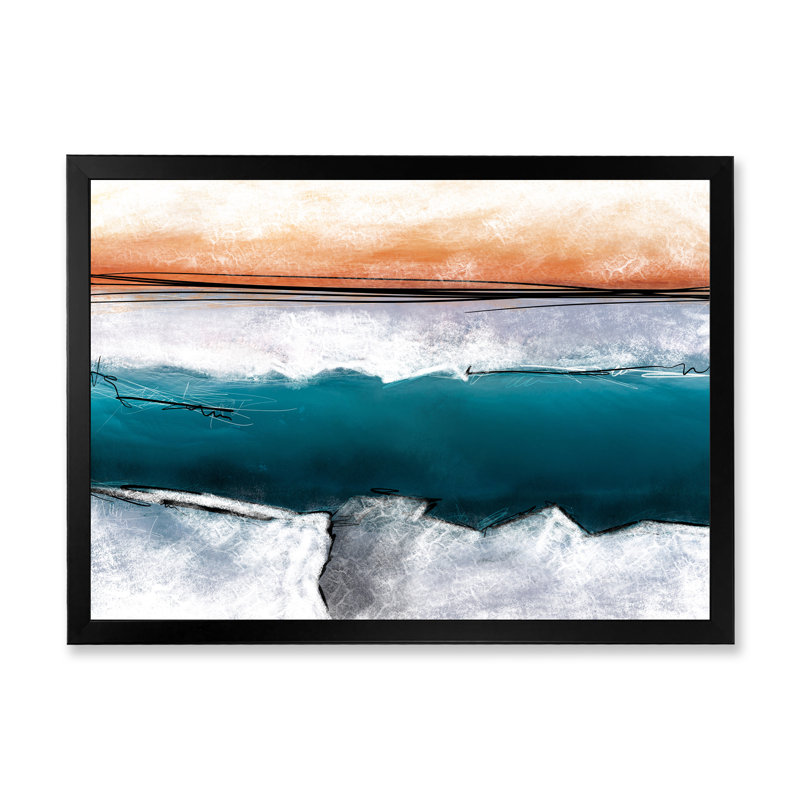 Blue Electric Stripe Marble - on, Black Picture Framed Canvas, 8" H x 12" W x 1" D