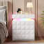 Diamond-Textured 2 - Drawers Bedside Table with Hidden Storage and Lockable, Modern Nightstand with Human Sensor Light-1165680456