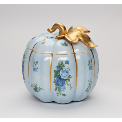 Victorian Blue Rose Pumpkin Jar
