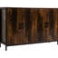 Buffet de style industriel, brun rustique. Polyvalent pour diverses pièces. Tablettes réglables, solides et acier. L 47,25 po x P 13 po x H 30,25 po. Assemblage requis. Salle à manger brune avec tablettes et assemblage.