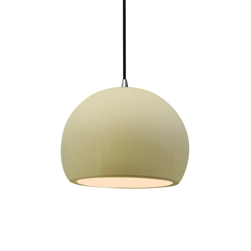 Luminaire suspendu à 1 lumière Aschwin, H 6 po x l 7 po x P 7 po, Vanille lustrée, Nickel brossé