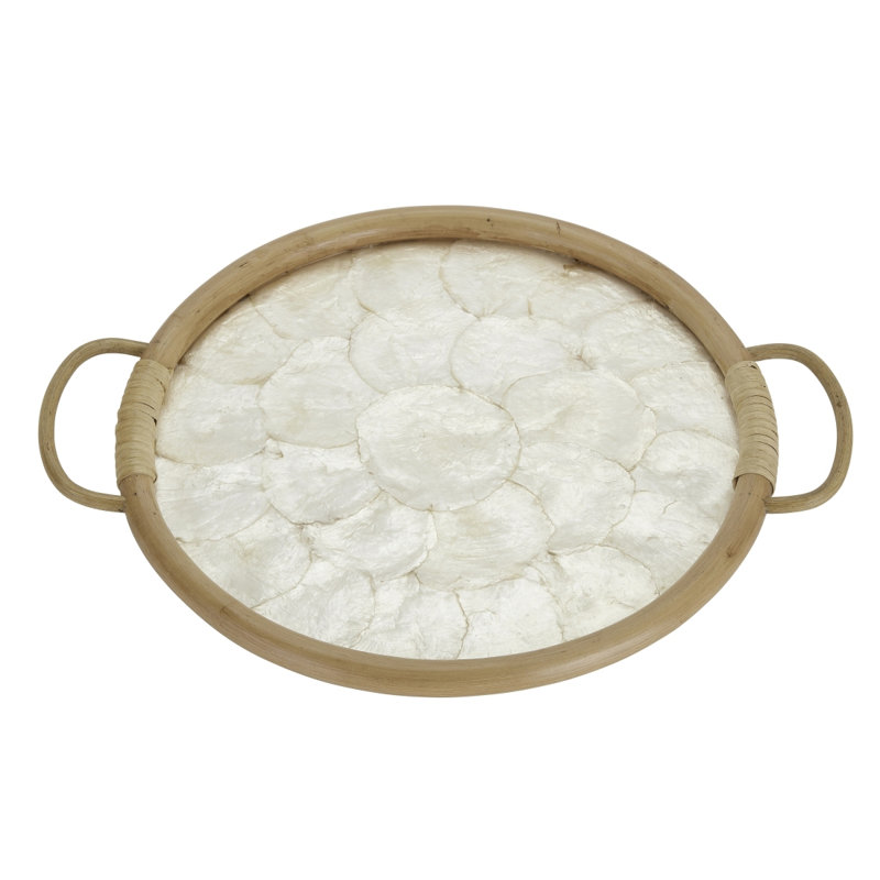Norine Capiz Rattan Round Serving Tray