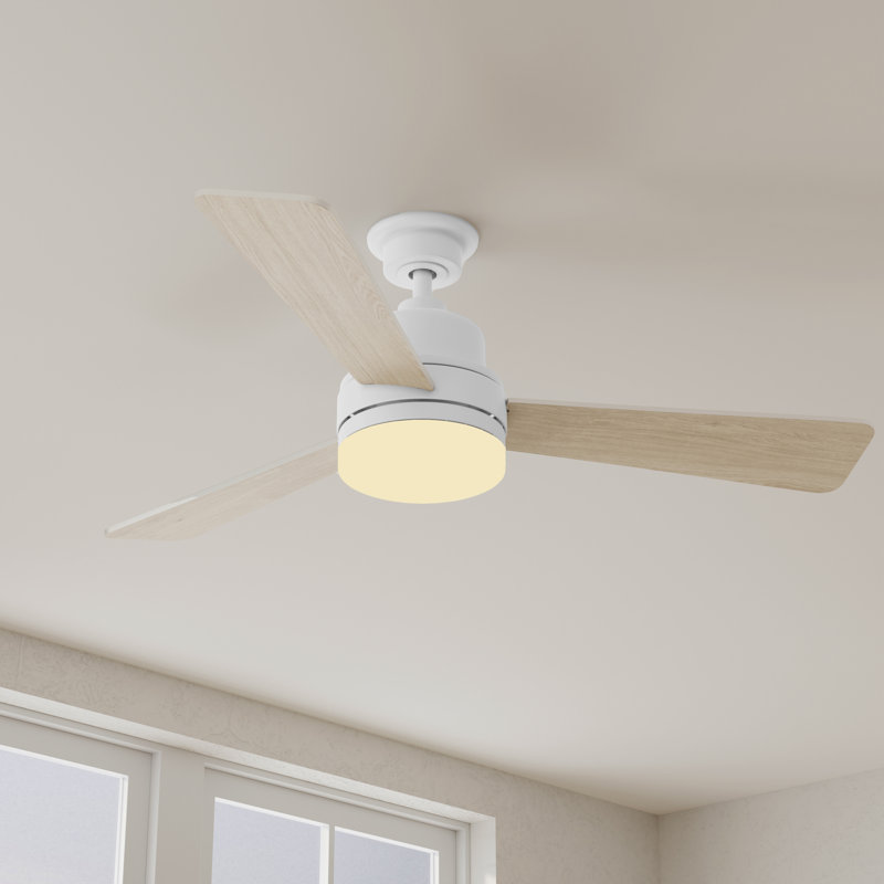 Trevina 52" White LED Ceiling Fan with Reversible Natural Cherry/White, White, White, Natural Cherry