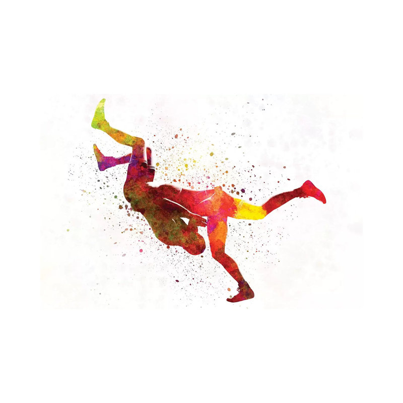 «Wrestler Wrestling Men in Watercolor II» par Paul Rommer - impression sur toile tendue, H 12 po x l 18 po x P 1,5 po