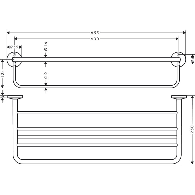 Universal Circular Wall Mounted Towel Rack, Chrome
