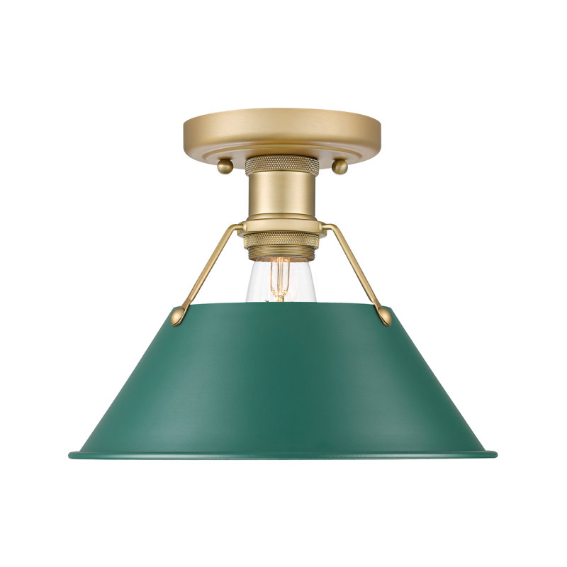 Orwell 1-Light Flush Mount in Chrome with Pine Green, Brushed Champagne Bronze