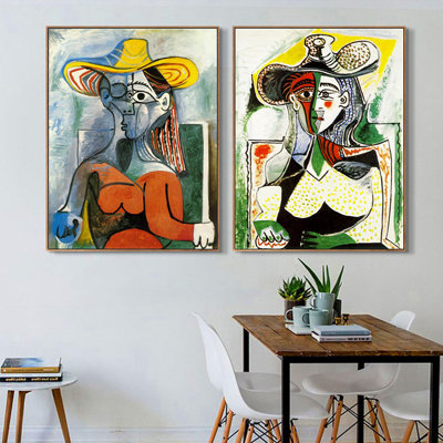 Ensemble de 2 toiles encadrées par Pablo Picasso Wall Art Series # 8 Living Office Home Decorations