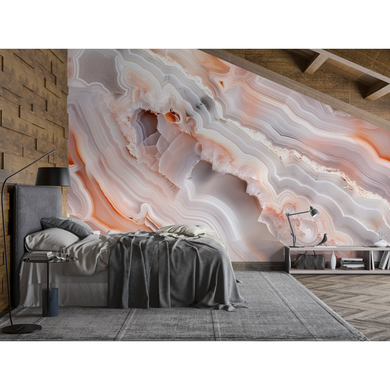  Agate Wall Mural – Crystal Stone Pattern Wallpaper, 145" L x 100" W, Luxury Canvas Texture