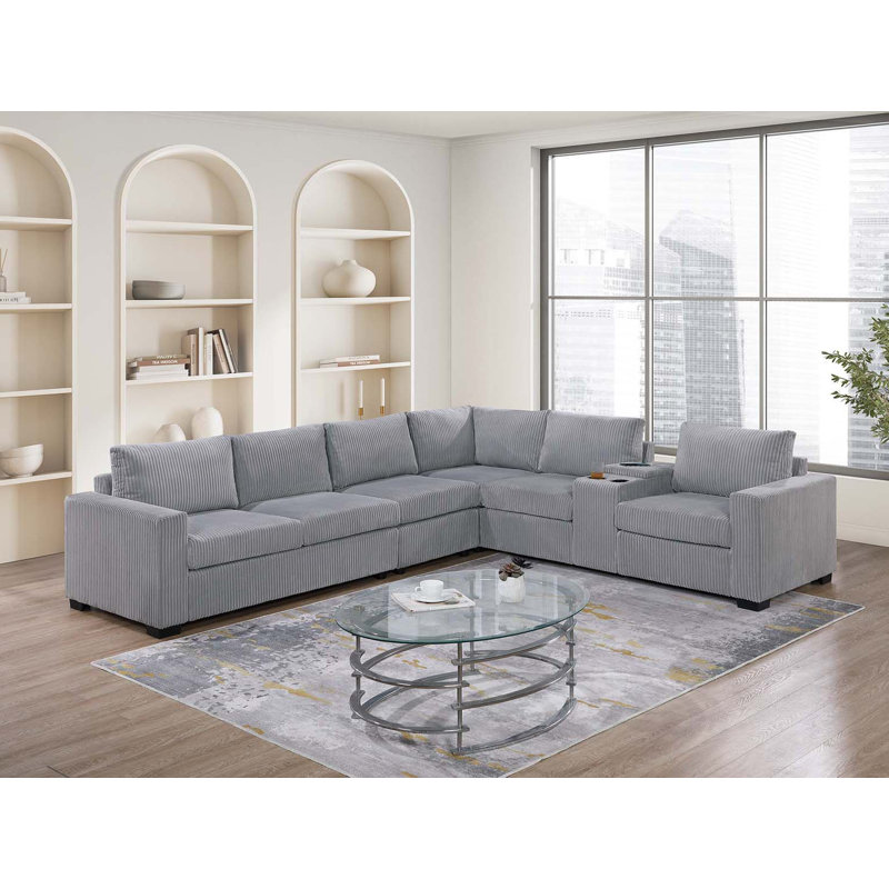 Ensemble modulaire 4 pièces 4 pièces, Velours côtelé gris pâle