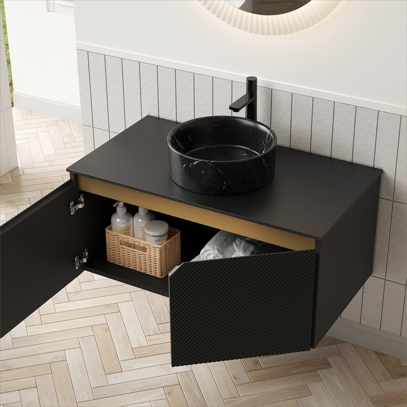 Meuble-lavabo de salle de bain avec lavabo, armoire de rangement murale pour salle de bain
