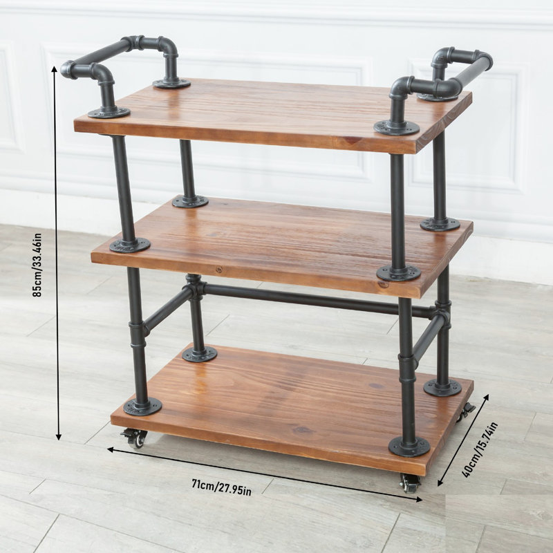 3-Tier Rolling Bar Cart - Thumbnail 2