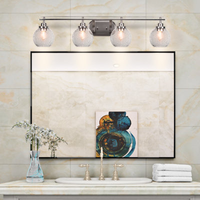 Newmarch 4 Light Bath Bar Shown With 5.75" Smoke Bubble Glass