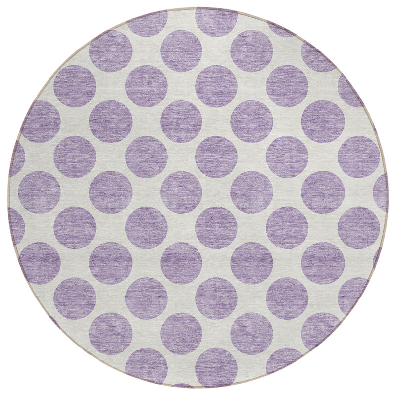 Chayden Washable Polka Dots Indoor / Outdoor Rug, Round 8'