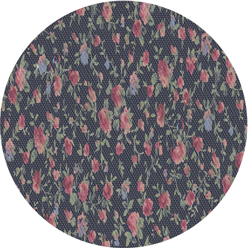 Tapis noir / rose Power Loom, Rond 4 pi
