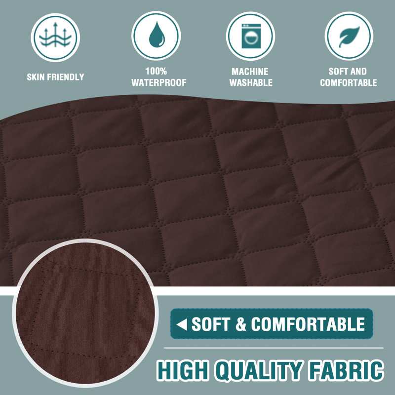 100% Waterproof Microfiber Fabric Sofa Slipcover Chair Cover Furniture Protector Cover with Elastic Straps for Pets Non Slip Loveseat Slipcover Machine Washable