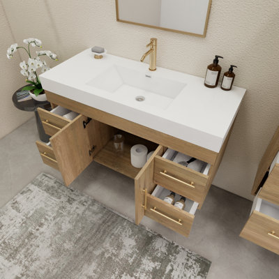 Ensemble de meuble-lavabo simple mural 47,2 "avec tiroirs et portes