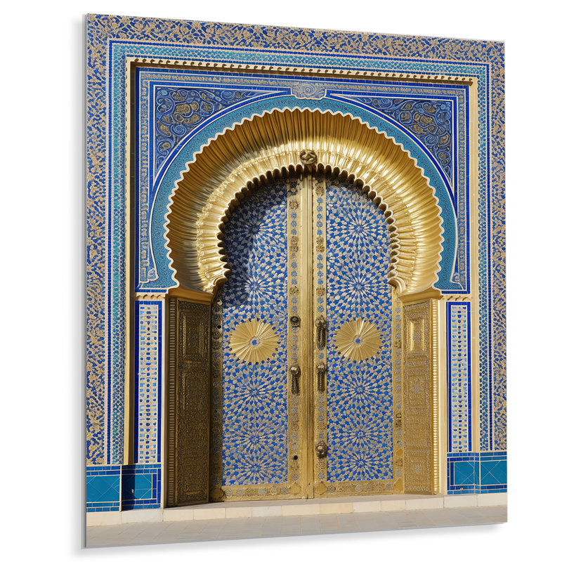 Décoration murale en métal Morroco Palace Golden Doors II - Portes de ferme et fenêtres, H 40 po x l 30 po x P 1 po