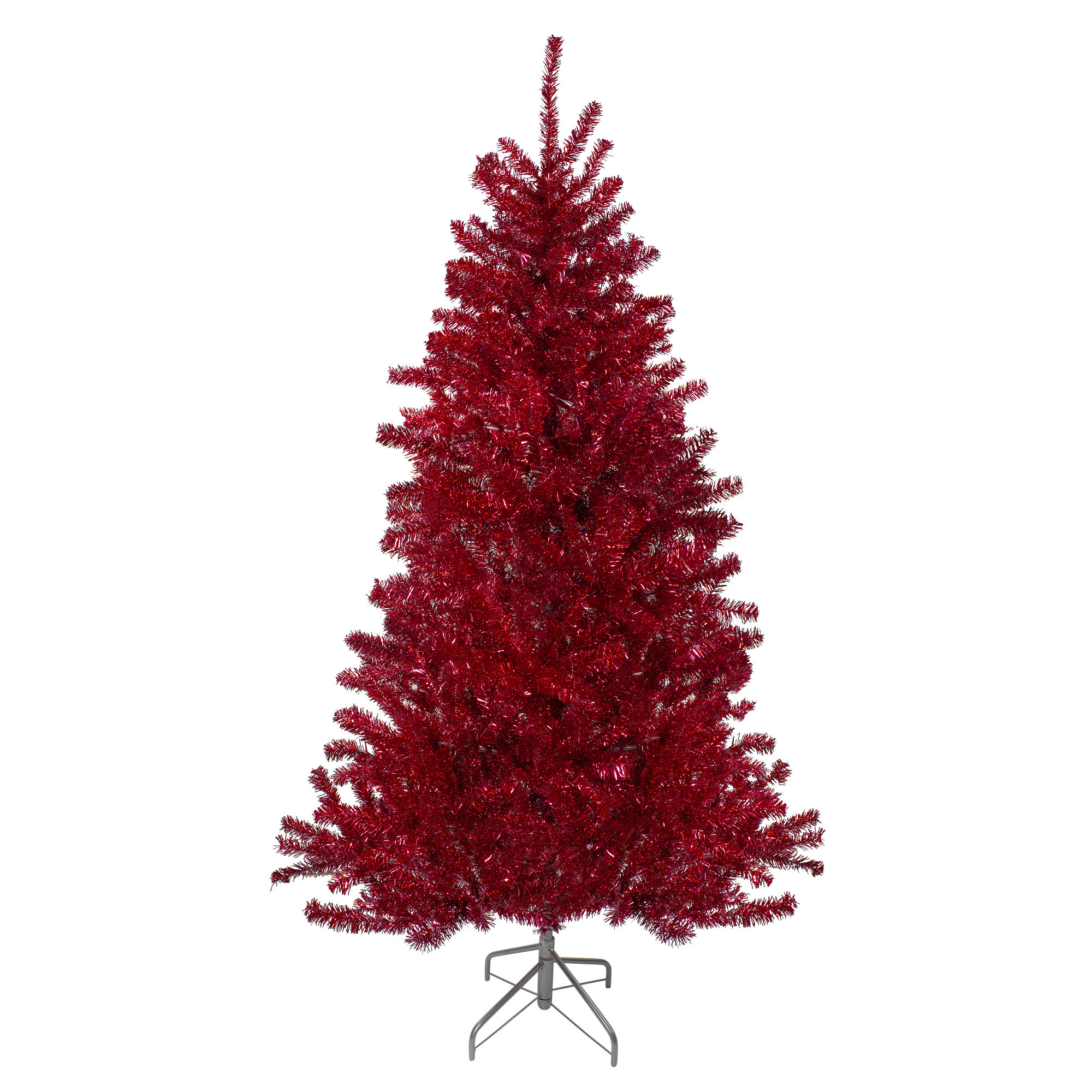 Northlight Seasonal Metallic Red Tinsel Artificial Christmas Tree ...