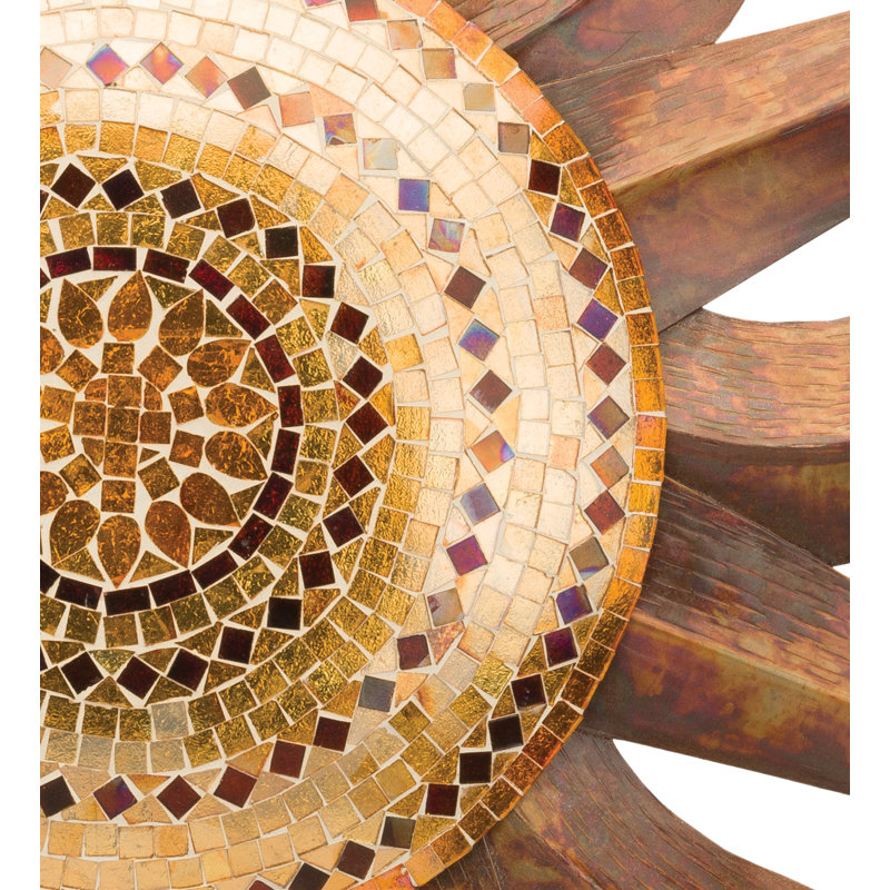 36" Copper and Gold Sunburst Metal Wall Sculpture