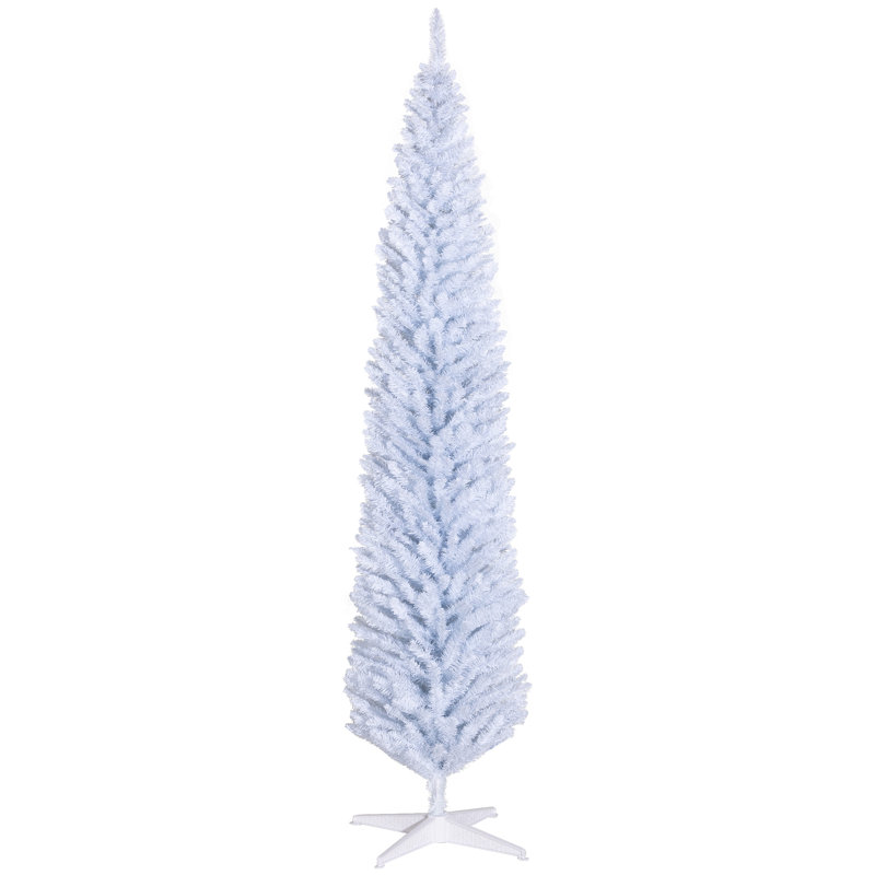 Arbre de Noël artificiel à forme allongée 8 pi avec support en plastique, Mauve
