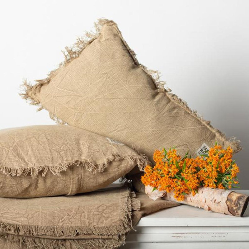 Coussin 20 po, H 20 po x l 20 po, Carré, Brun