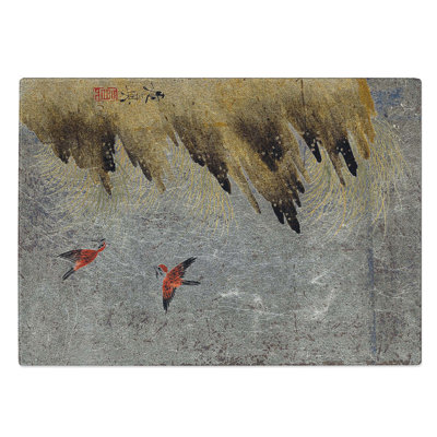 Tempered Glass Two Birds by Shibata Zeshin Chopping Board