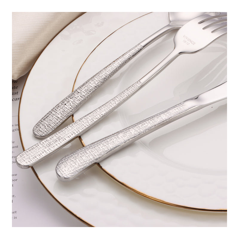 20 Pc Flatware Set with Square Handles, Silver
